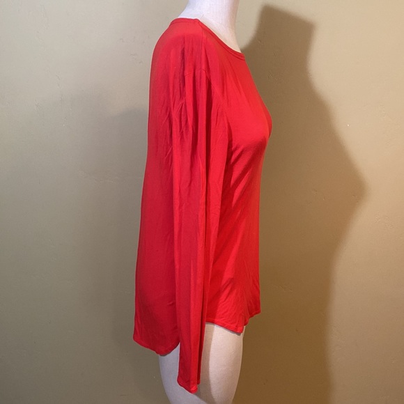 Eileen Fisher Long Sleeve Knit Tunic Top Shirttail Hem Petite Medium PM Red - Picture 5 of 12